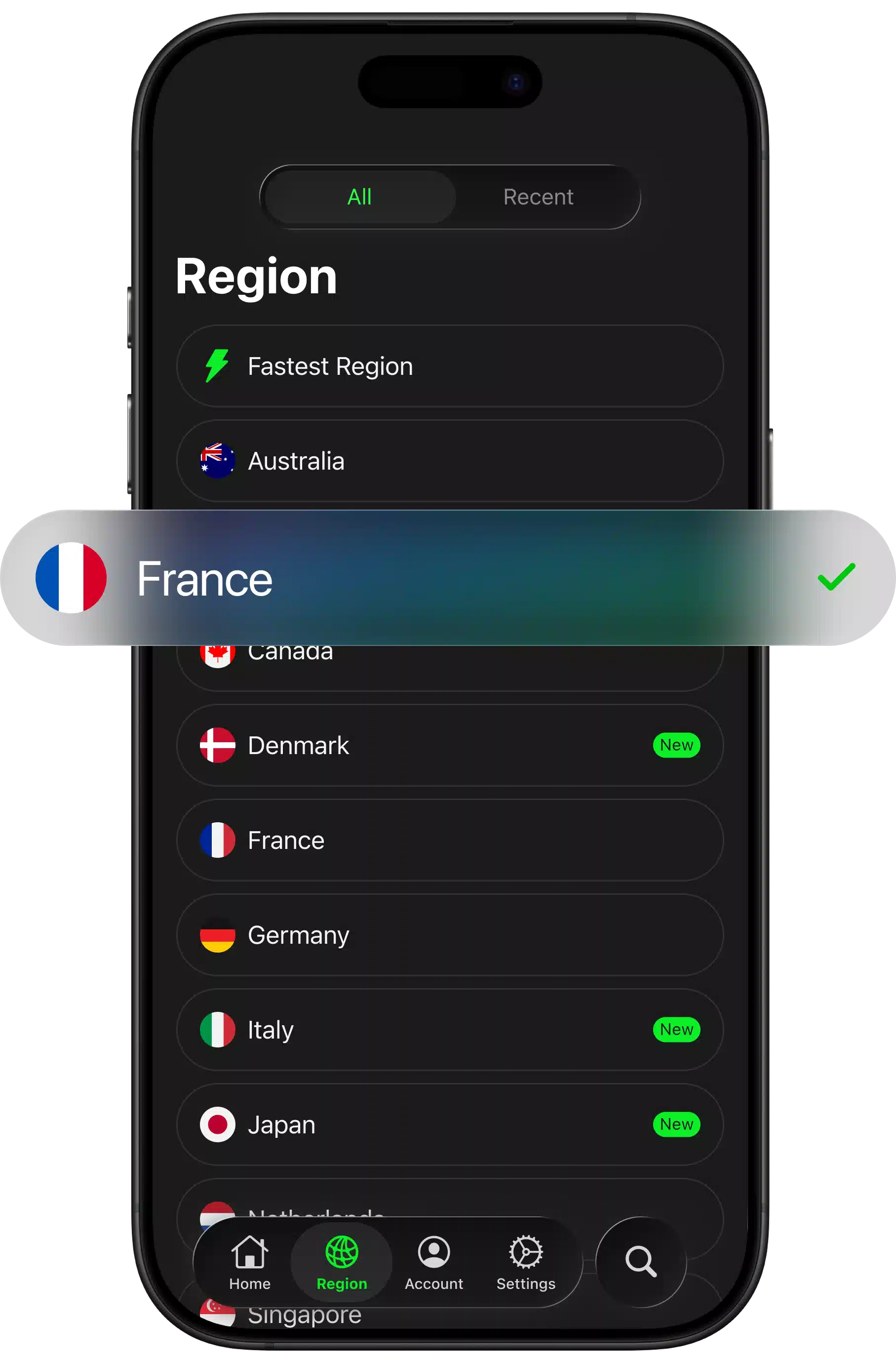 select a server and connect